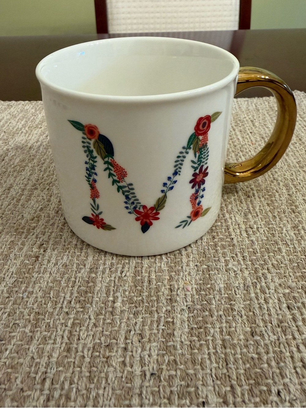 Floral Monogram ‘M’ Ceramic Opalhouse Mug